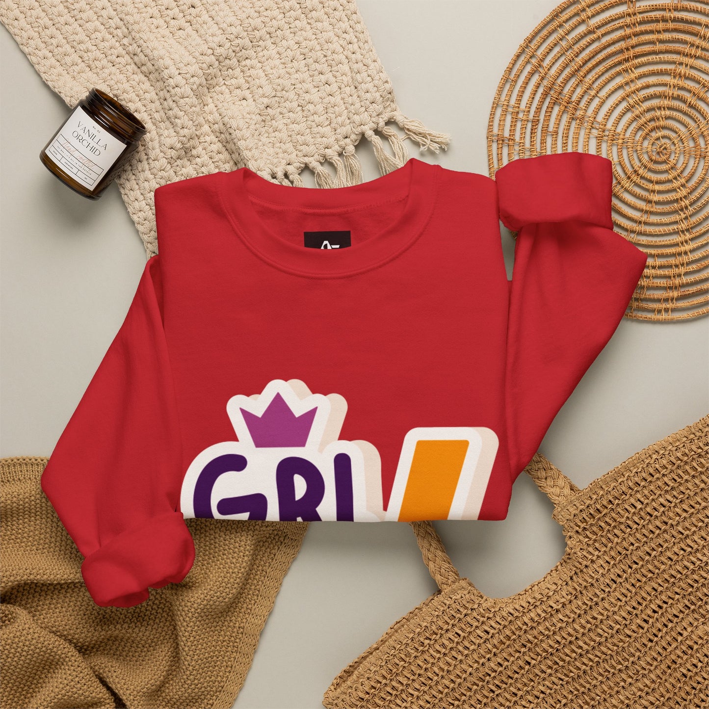 GRL PWR Crewneck Sweatshirt – Girls Power Lightning Bolt Graphic