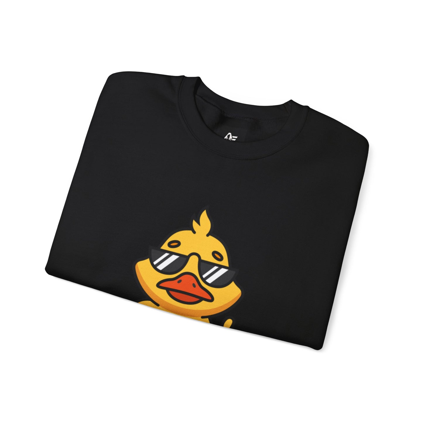 Crewneck Sweatshirt — Cool Sunglasses Duck Graphic, Cute Thumbs-Up Cartoon Pullover