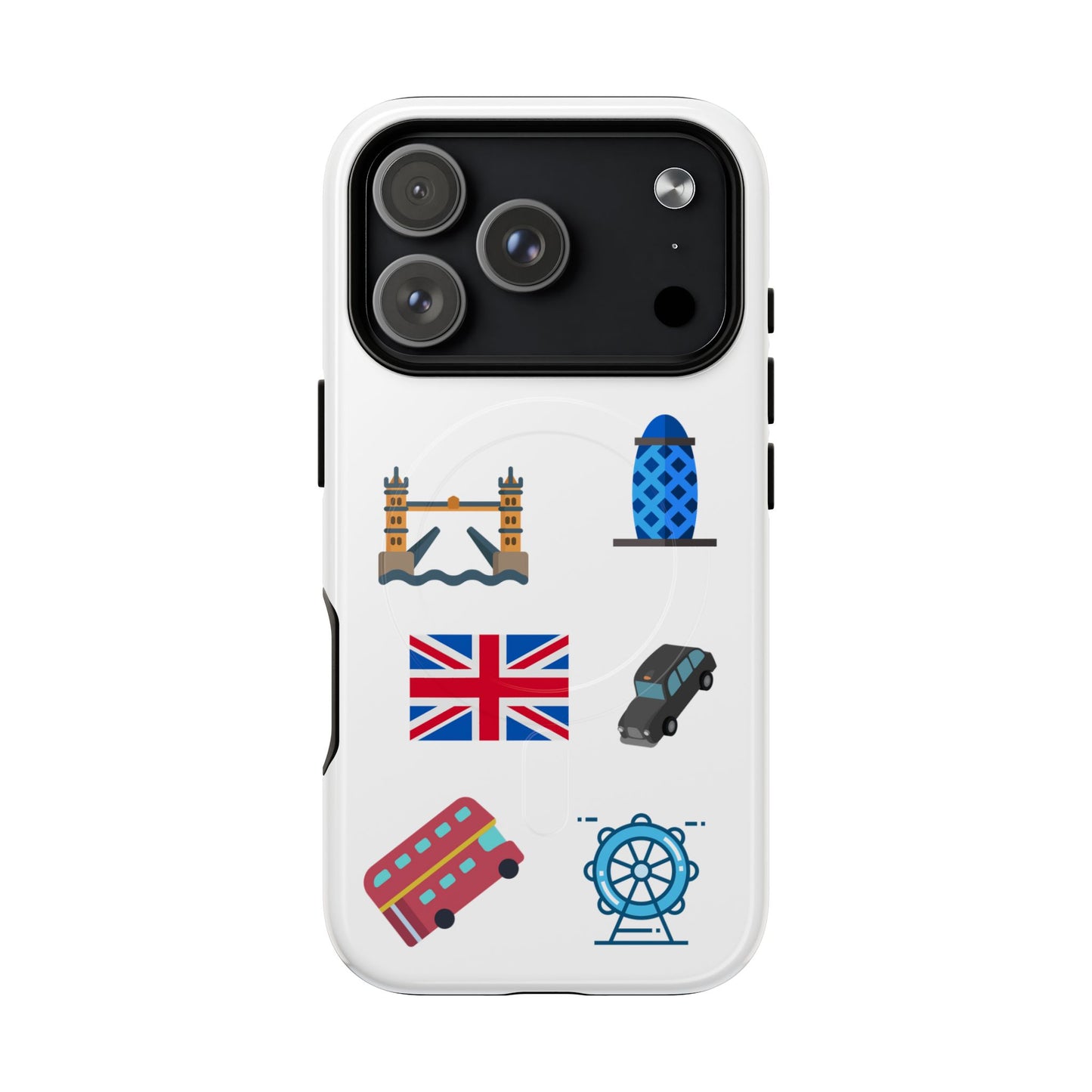 London Icons Tough Magnetic Phone Case — Union Jack, Tower Bridge & Double-Decker Design