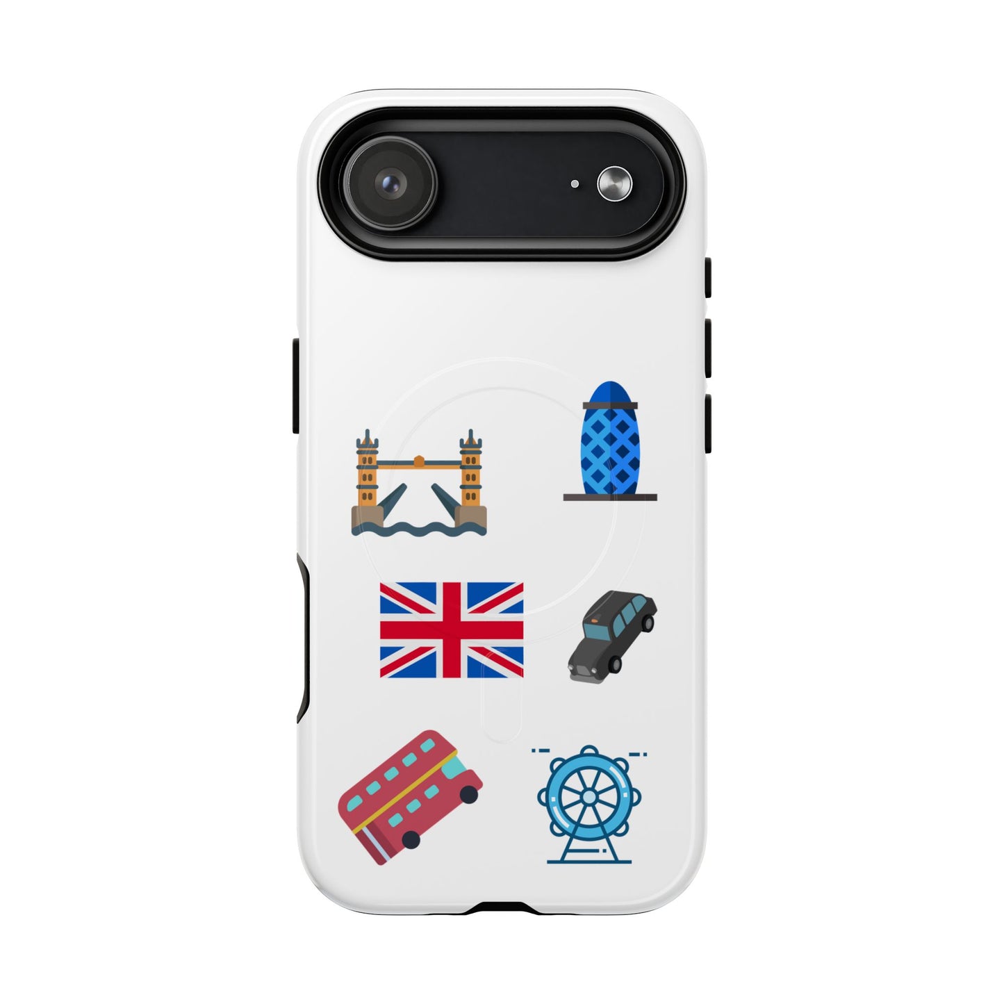 London Icons Tough Magnetic Phone Case — Union Jack, Tower Bridge & Double-Decker Design