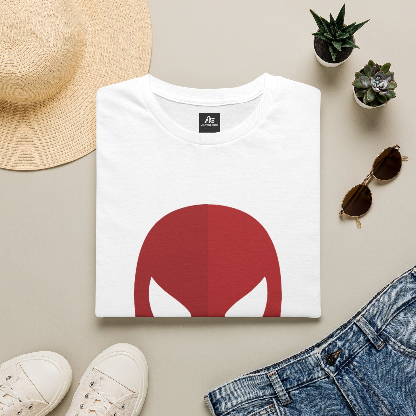 Spider Mask T-Shirt — Minimal Red Superhero Tee