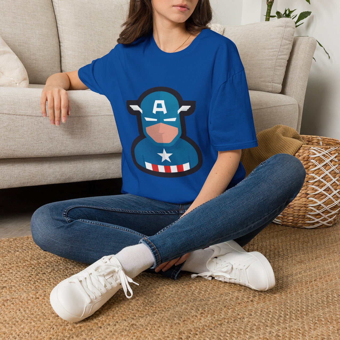Captain Mask Graphic T-Shirt — Retro Patriotic Superhero Tee