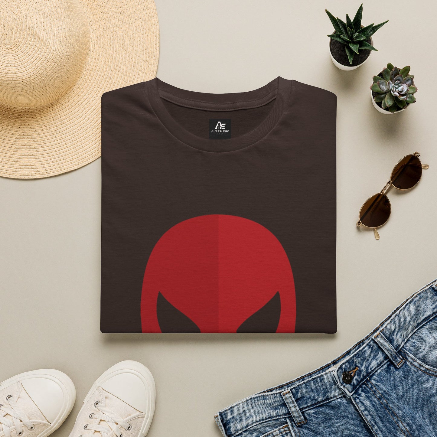 Spider Mask T-Shirt — Minimal Red Superhero Tee