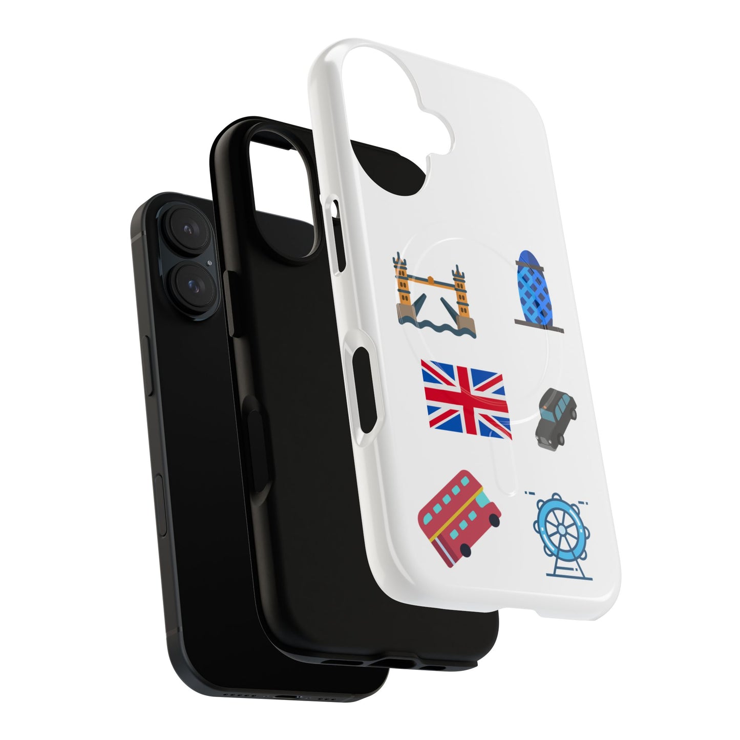 London Icons Tough Magnetic Phone Case — Union Jack, Tower Bridge & Double-Decker Design