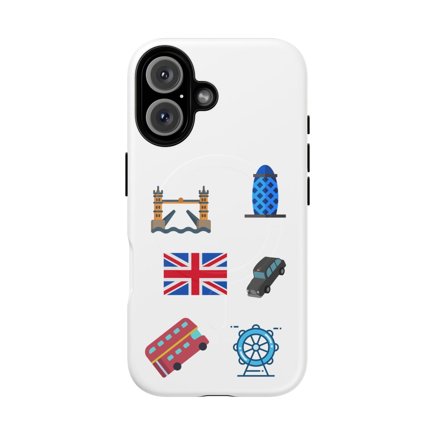 London Icons Tough Magnetic Phone Case — Union Jack, Tower Bridge & Double-Decker Design