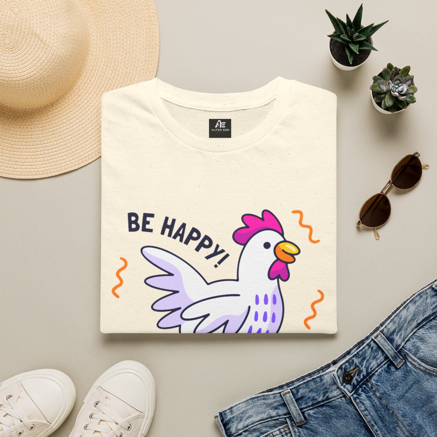 Be Happy Roller Chicken T-Shirt