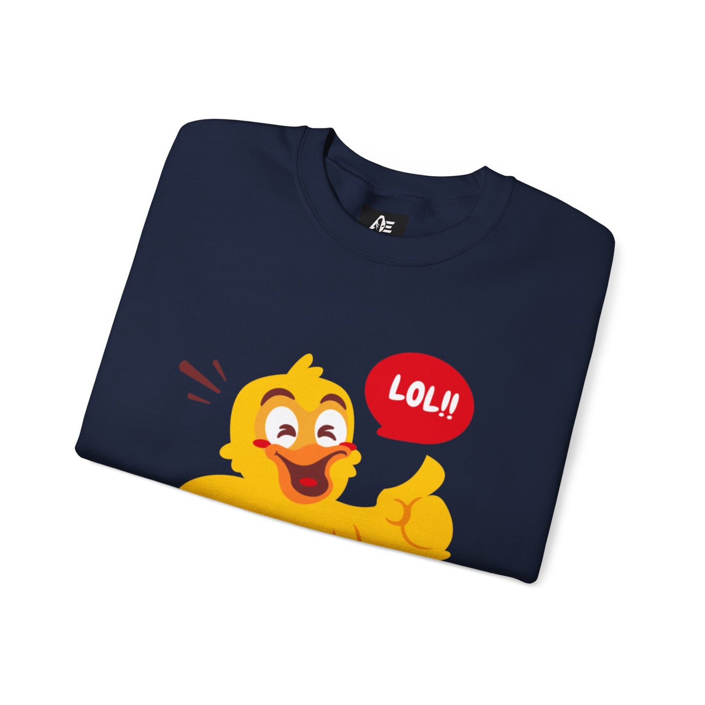 Crewneck Unisex Sweatshirt — Cute Laughing Chick Design ("LOL")
