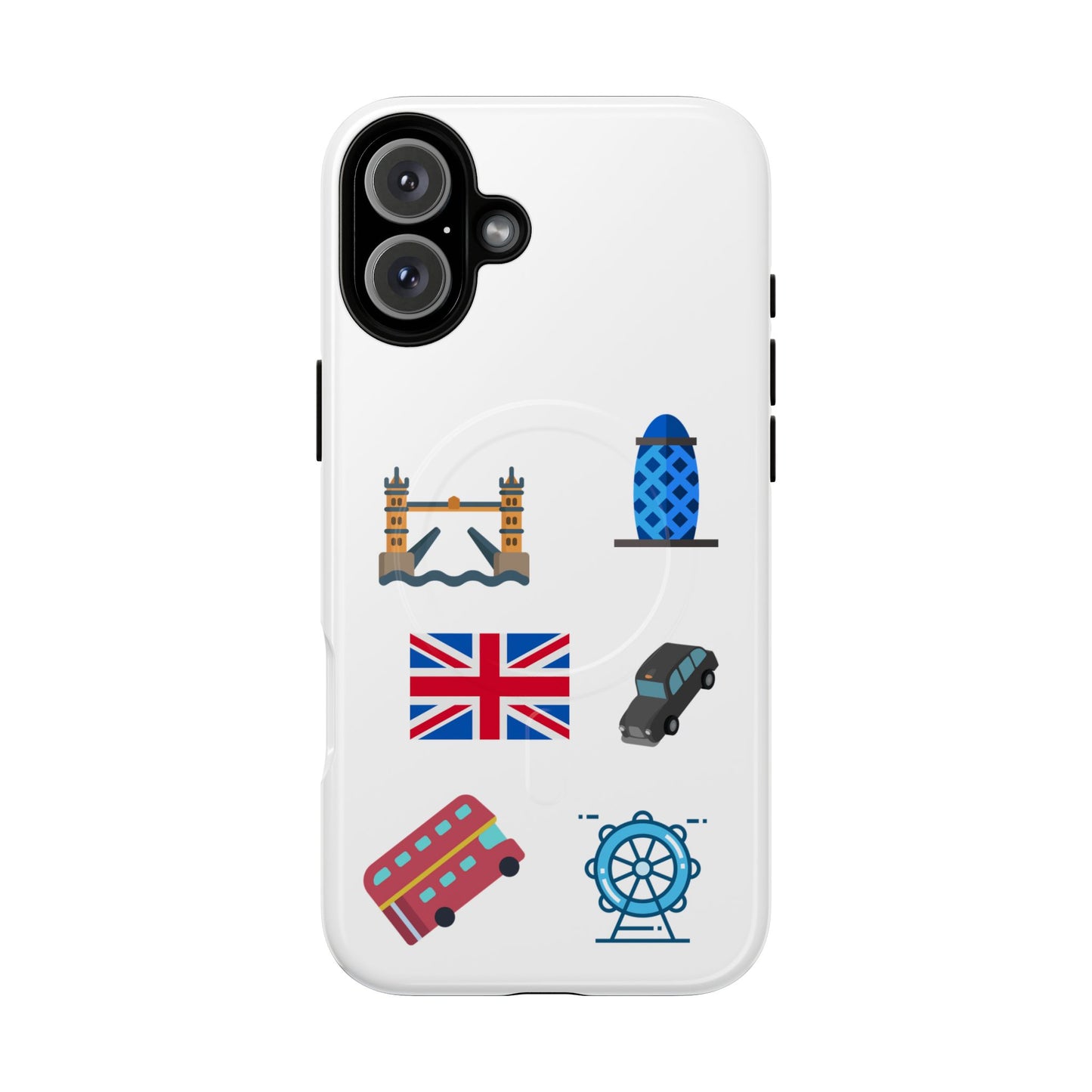 London Icons Tough Magnetic Phone Case — Union Jack, Tower Bridge & Double-Decker Design