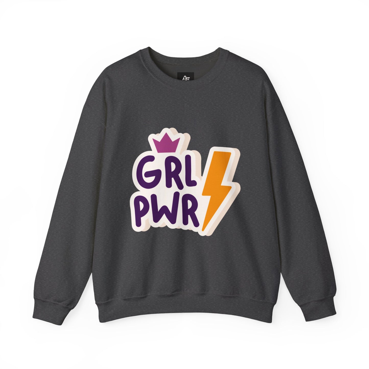GRL PWR Crewneck Sweatshirt – Girls Power Lightning Bolt Graphic