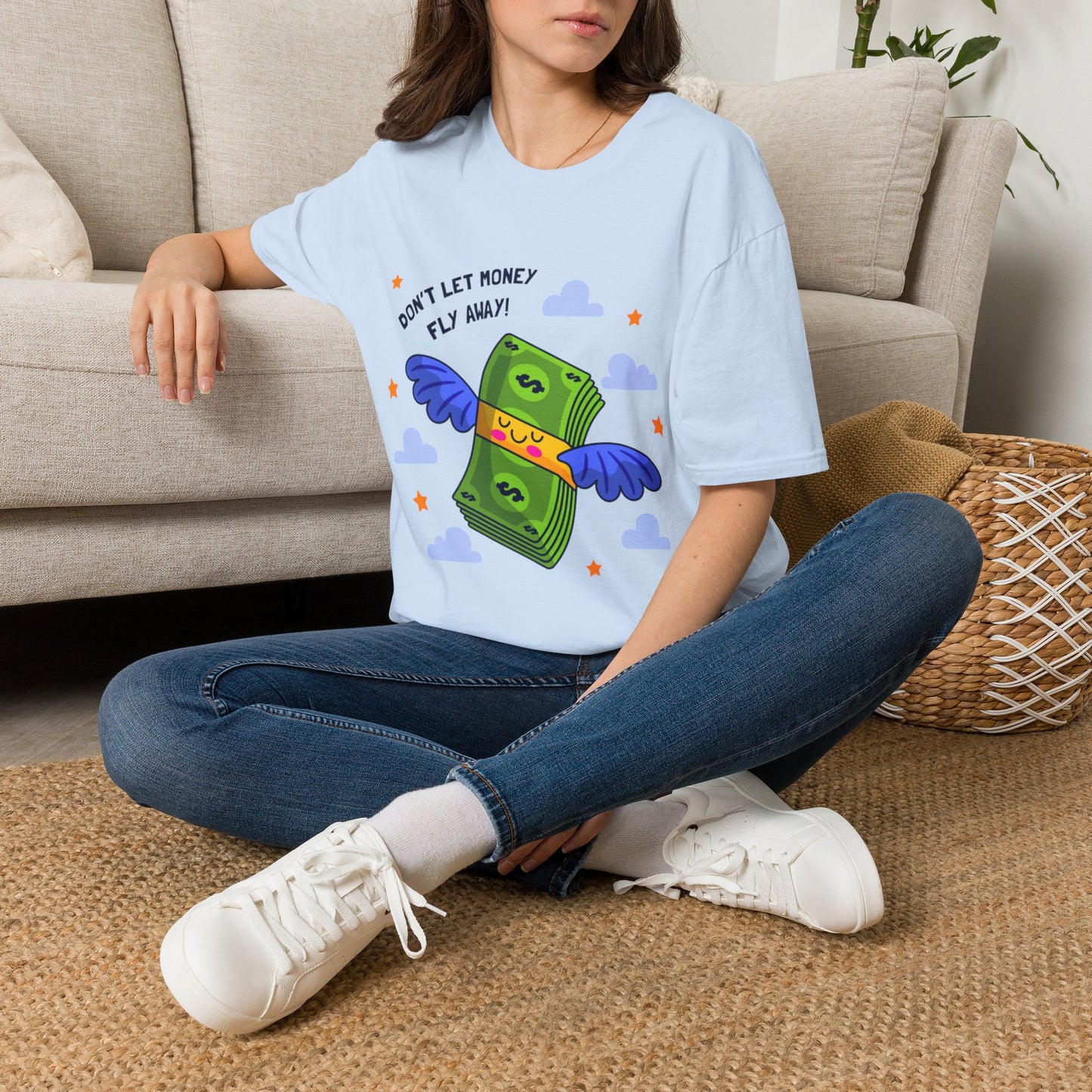 Don't Let Money Fly Away T-Shirt — Cute Flying Cash Graphic Tee