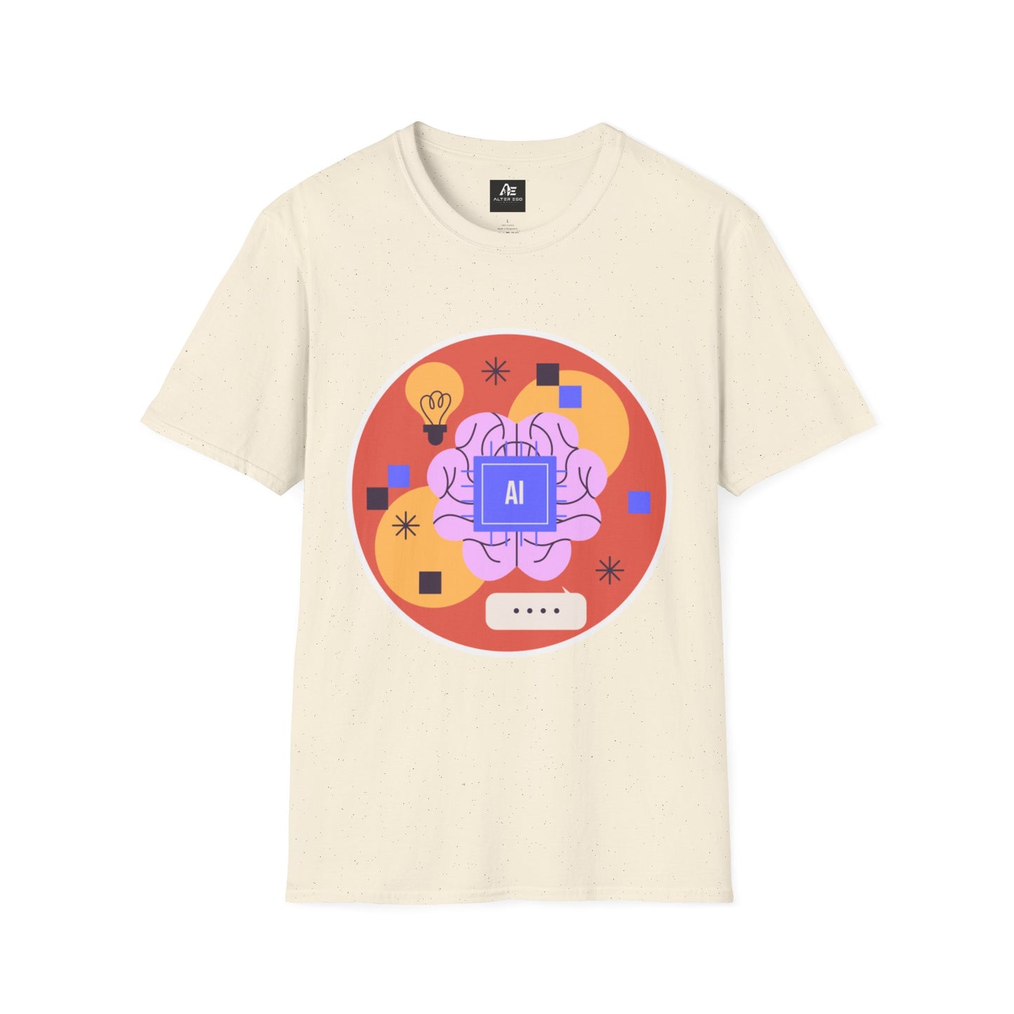 AI Brain Graphic T-Shirt — Techy Innovation Tee with Lightbulb Design
