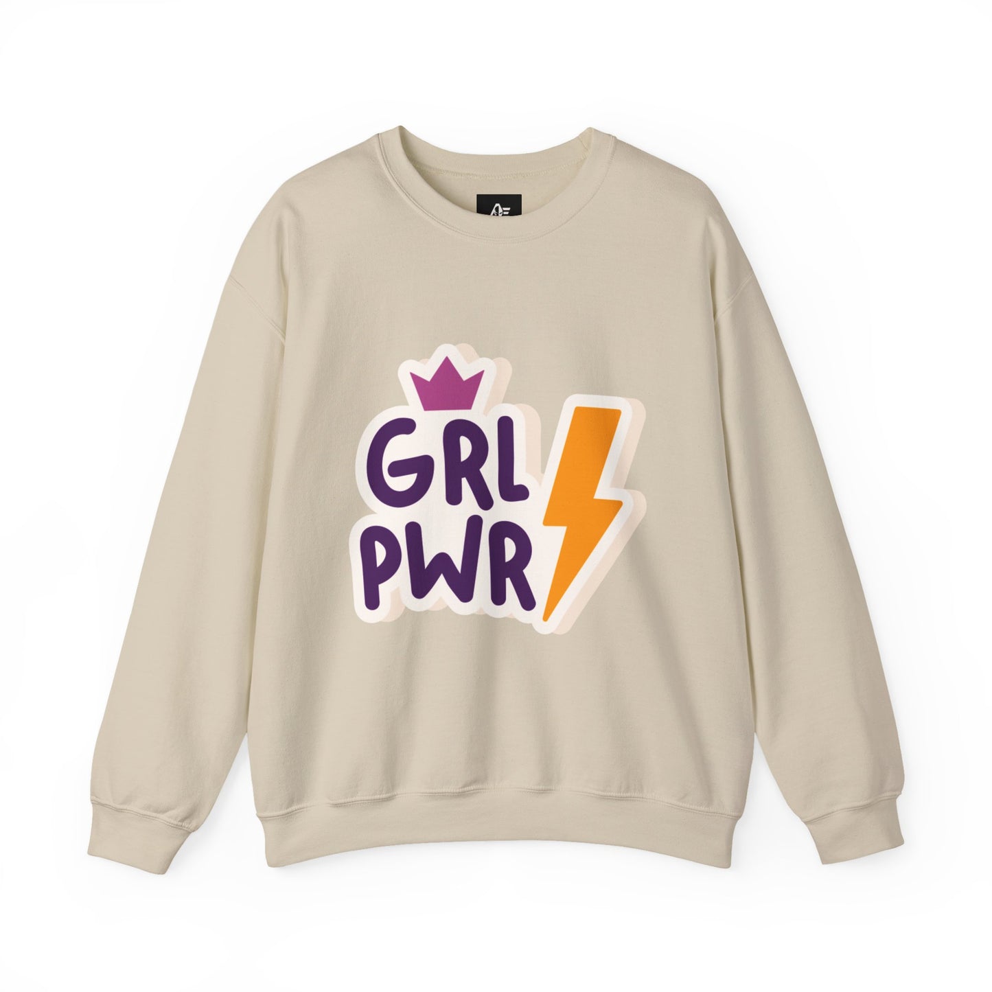 GRL PWR Crewneck Sweatshirt – Girls Power Lightning Bolt Graphic