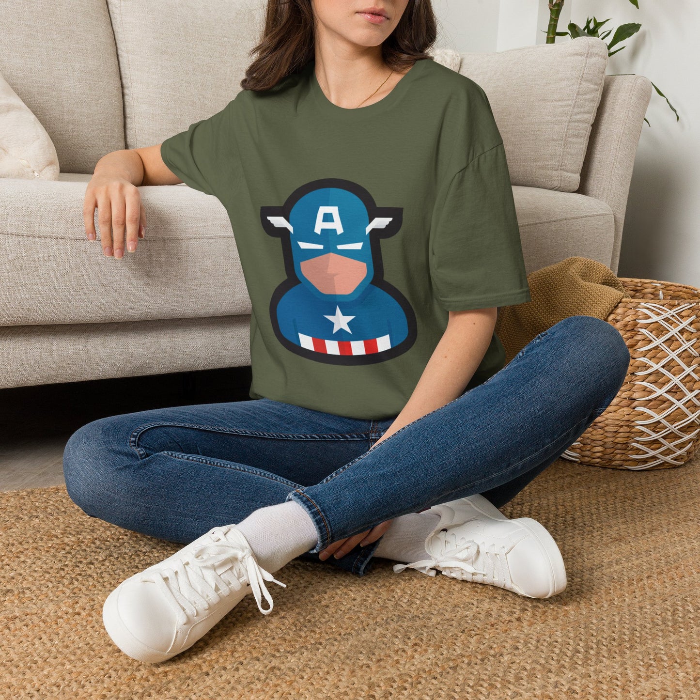 Captain Mask Graphic T-Shirt — Retro Patriotic Superhero Tee