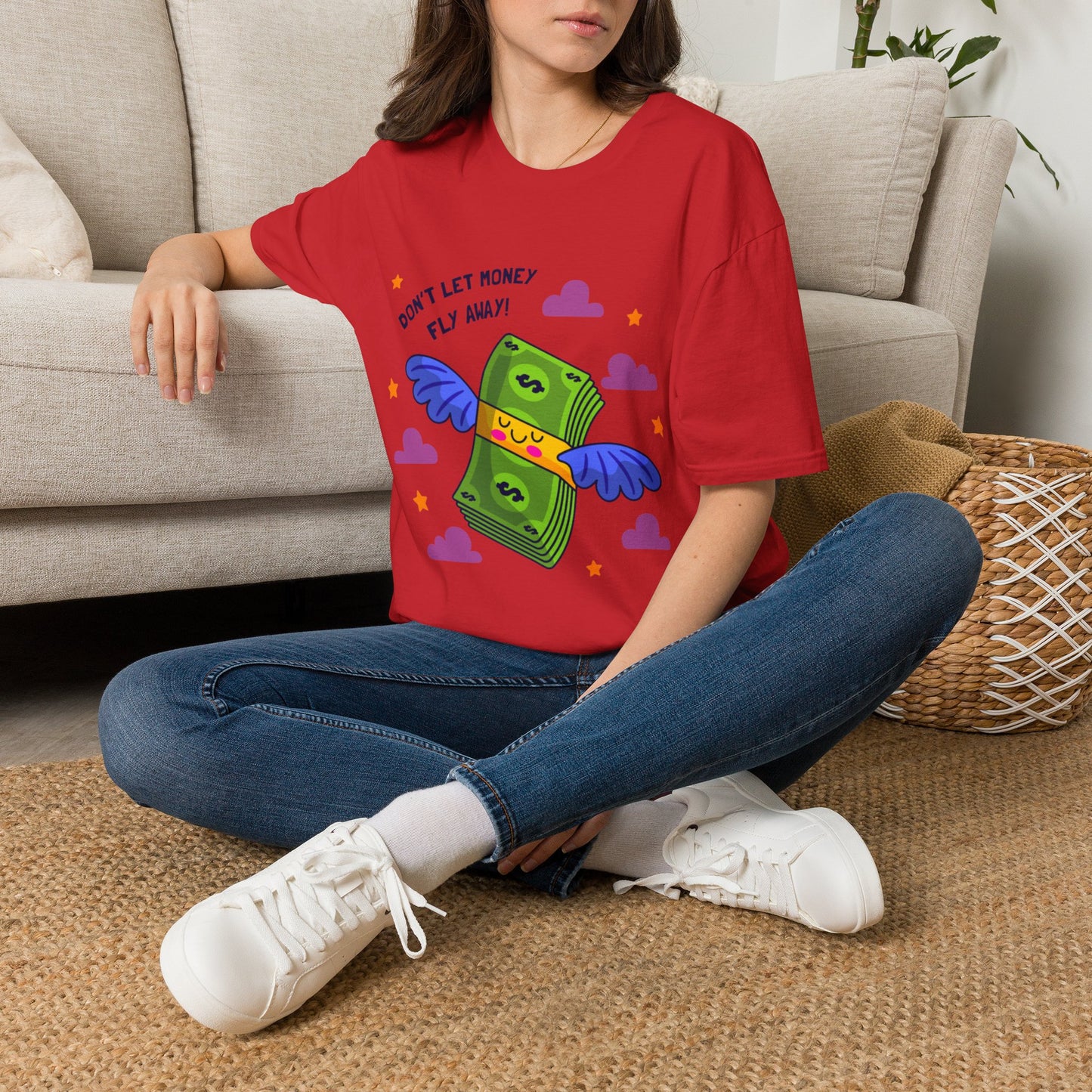 Don't Let Money Fly Away T-Shirt — Cute Flying Cash Graphic Tee