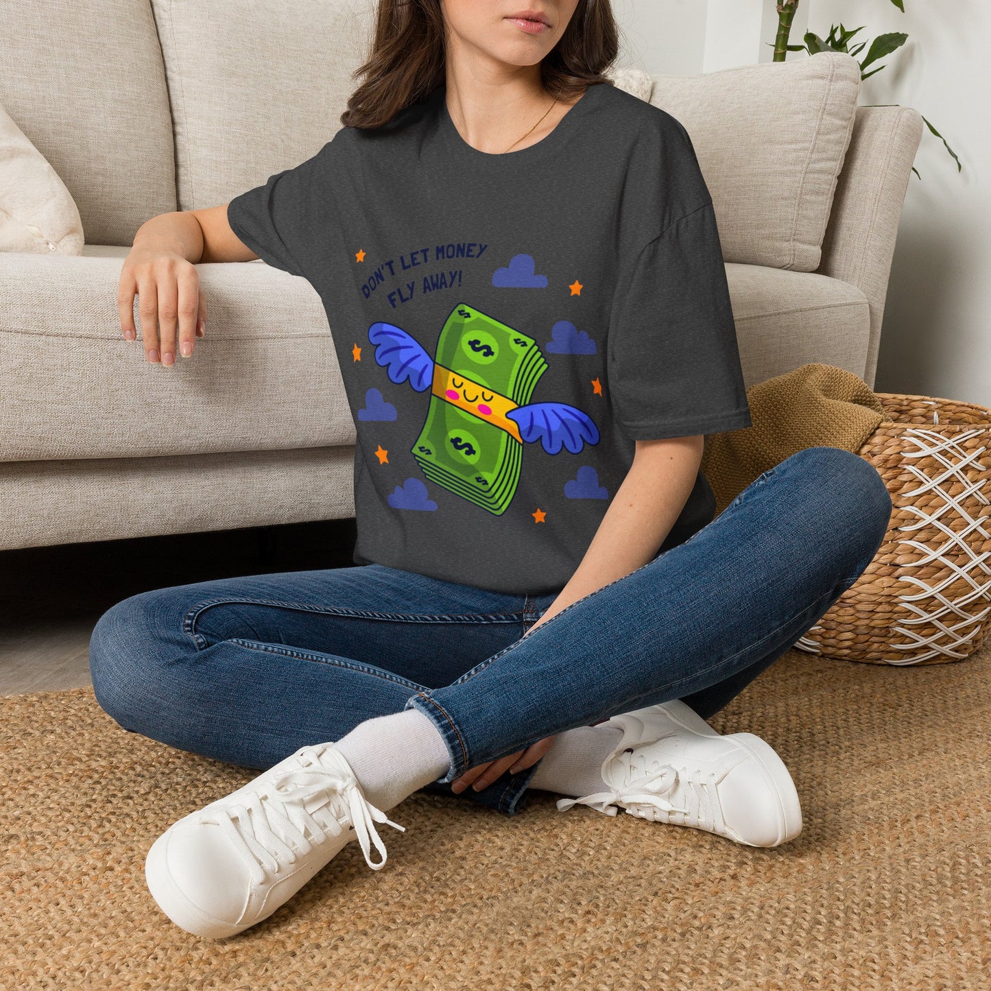 Don't Let Money Fly Away T-Shirt — Cute Flying Cash Graphic Tee