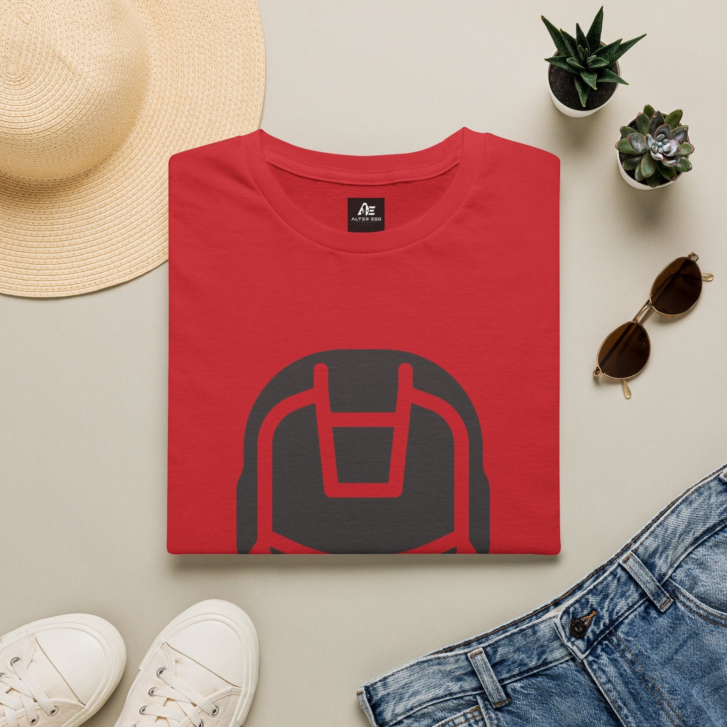 Iron Helmet Graphic T-Shirt — Minimalist Superhero Helmet Design