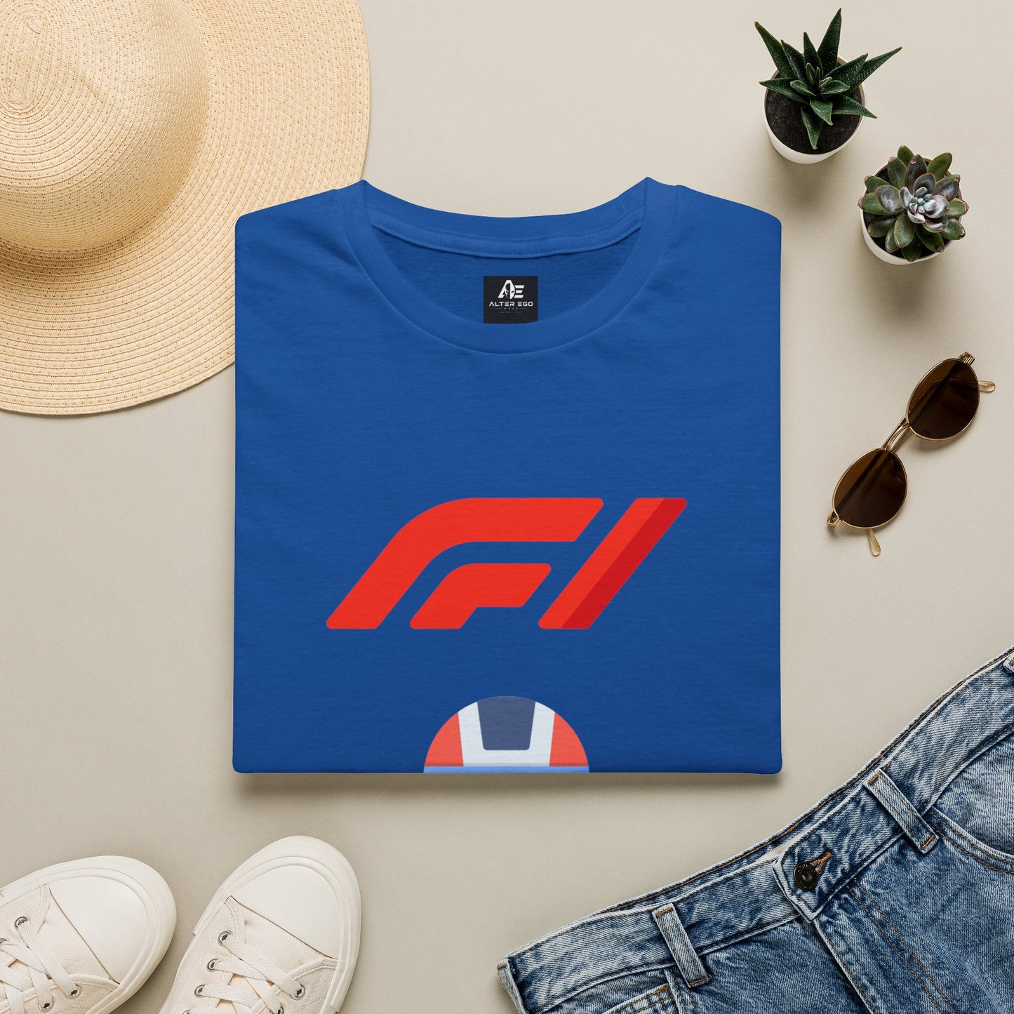 Racing Driver Graphic T-Shirt — Retro F1 Helmet Logo Tee