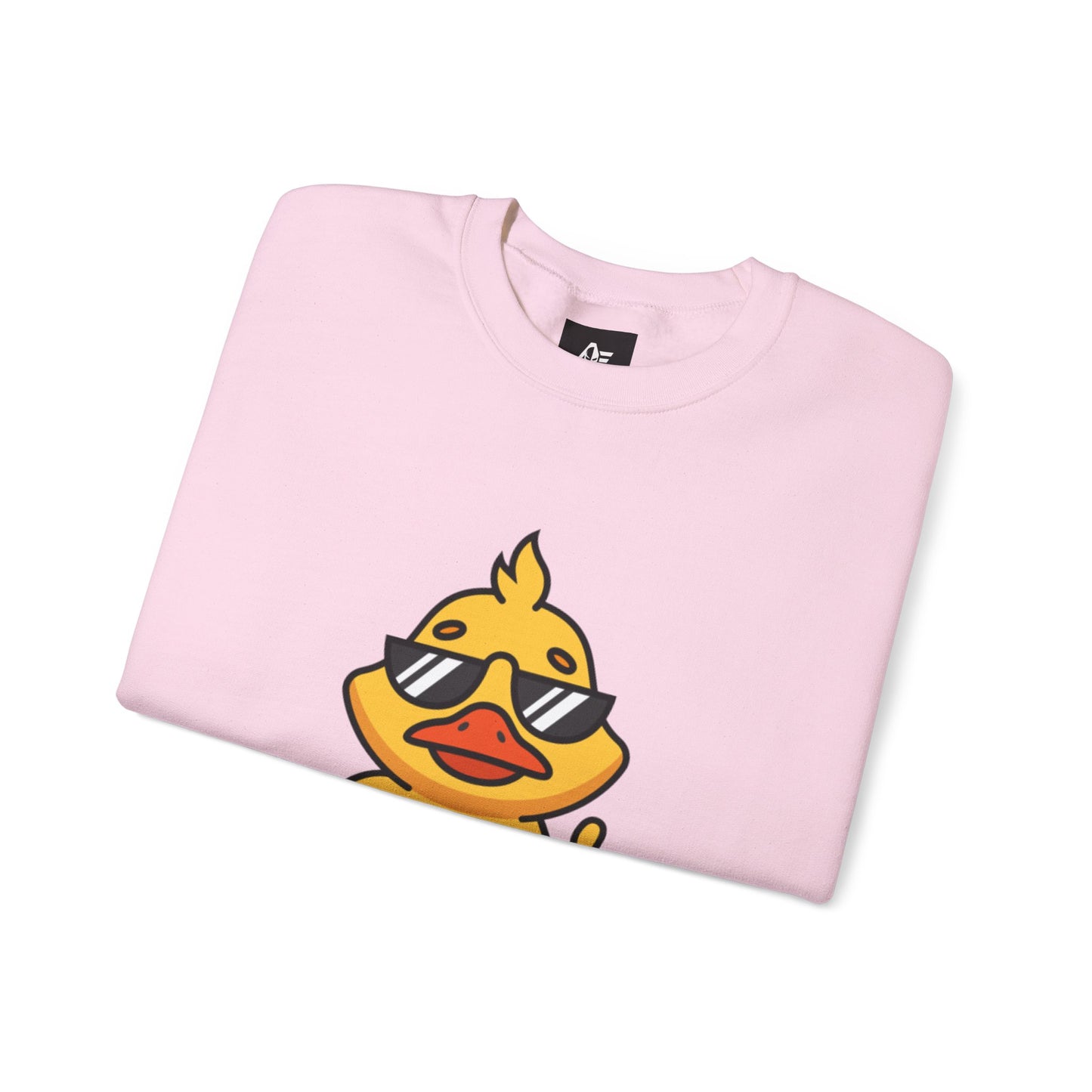 Crewneck Sweatshirt — Cool Sunglasses Duck Graphic, Cute Thumbs-Up Cartoon Pullover