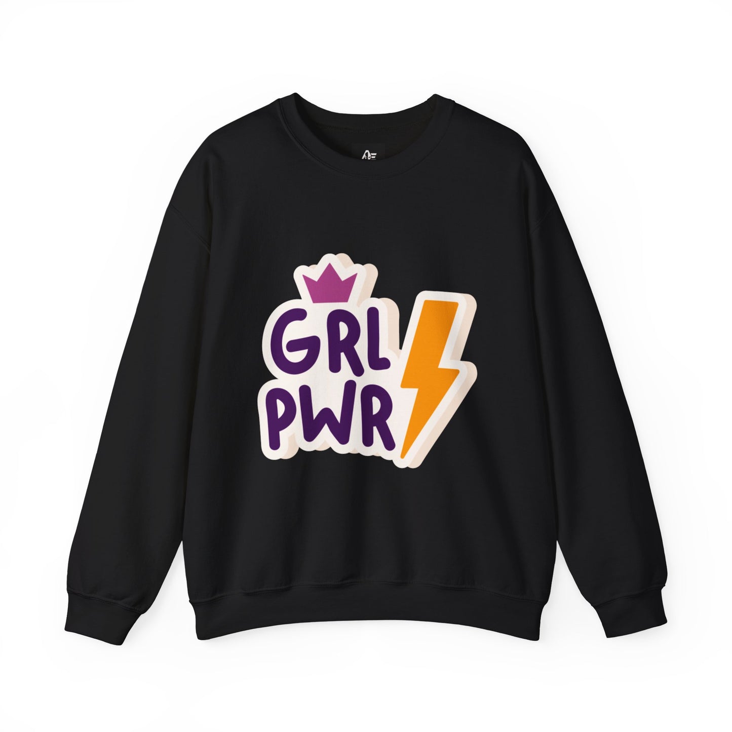 GRL PWR Crewneck Sweatshirt – Girls Power Lightning Bolt Graphic