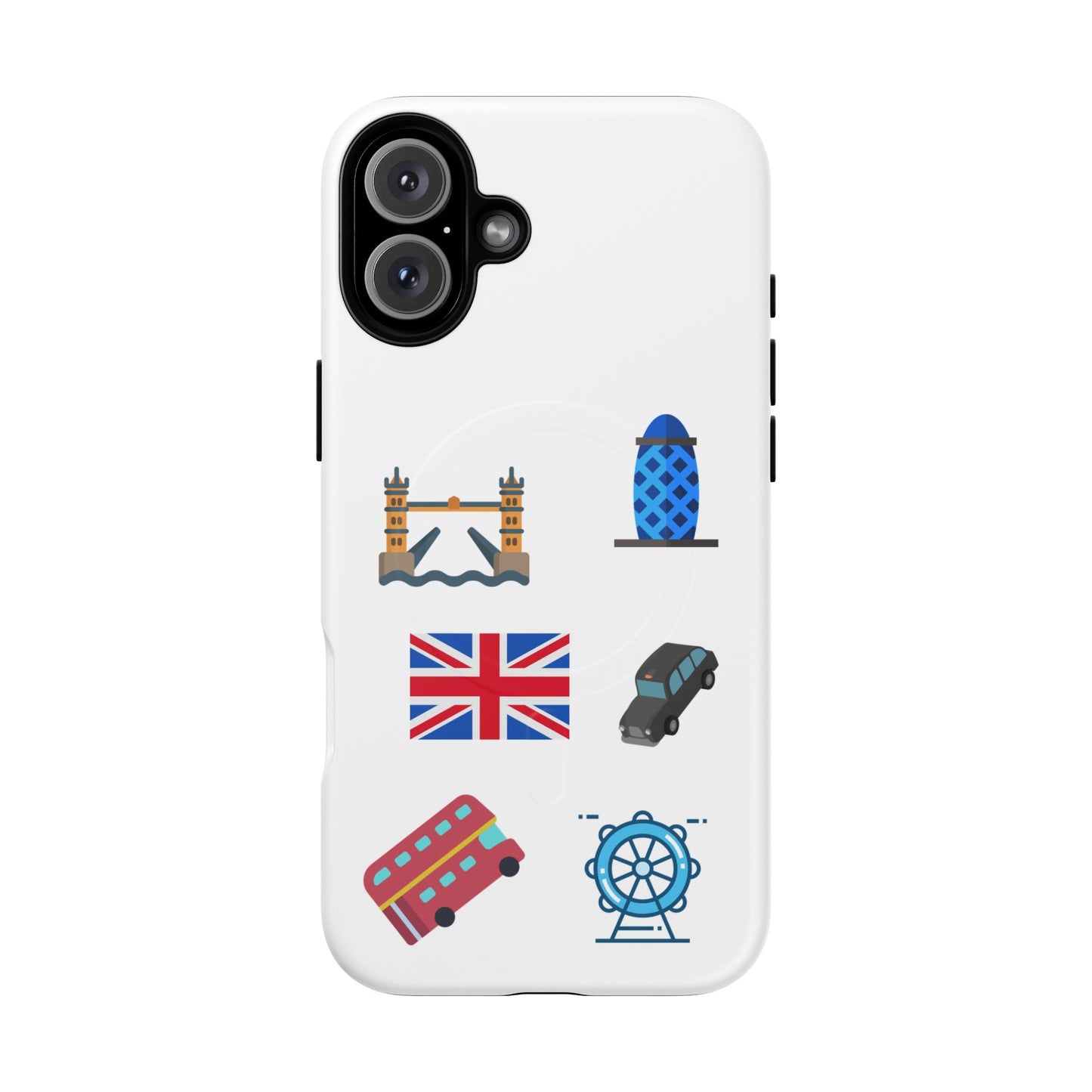 London Icons Tough Magnetic Phone Case — Union Jack, Tower Bridge & Double-Decker Design