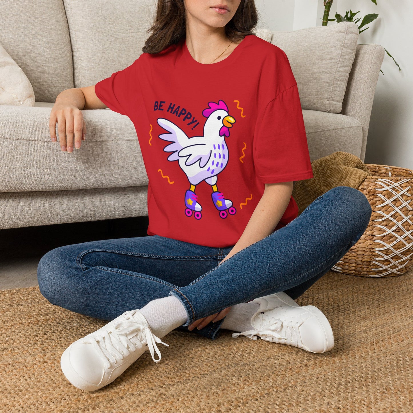 Be Happy Roller Chicken T-Shirt