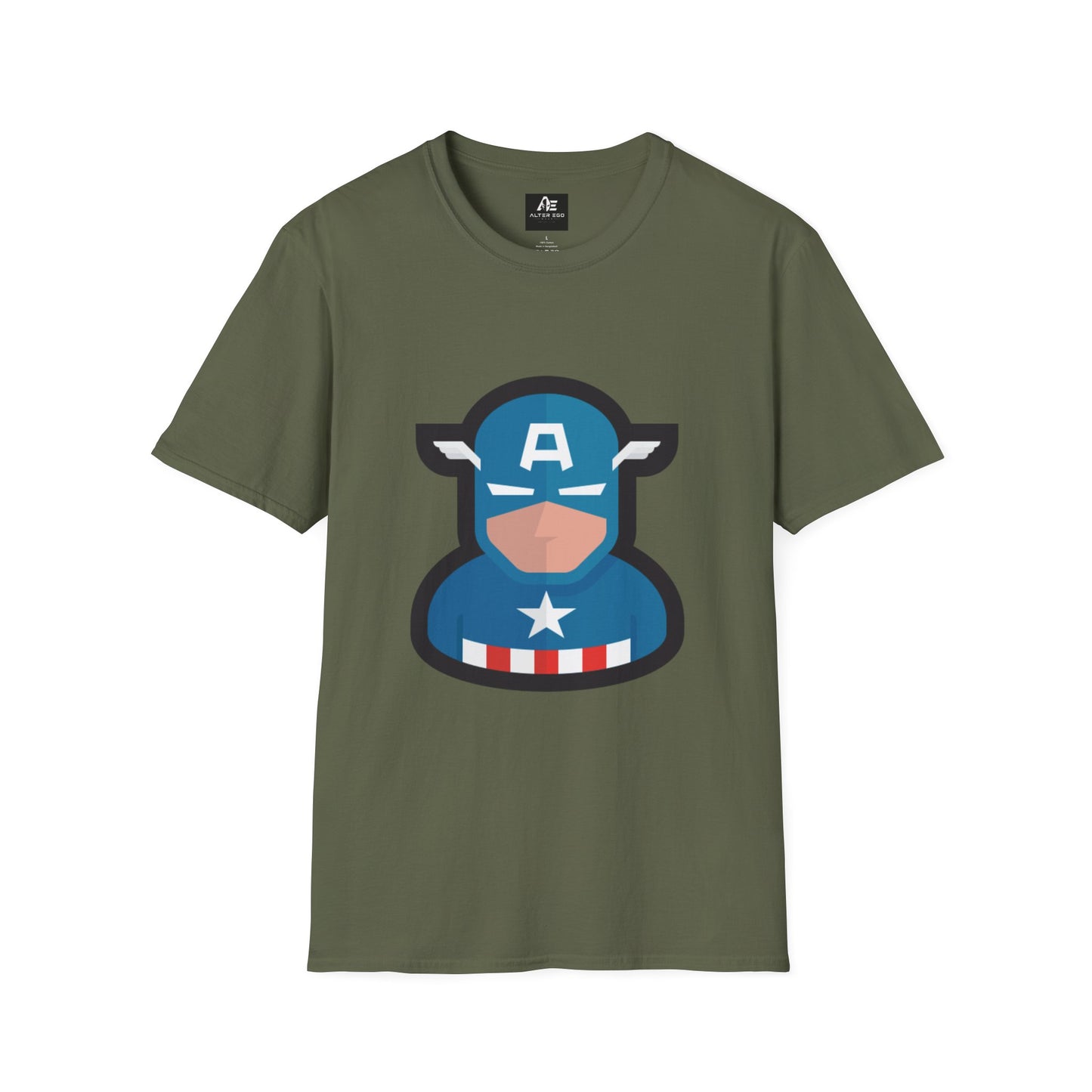 Captain Mask Graphic T-Shirt — Retro Patriotic Superhero Tee