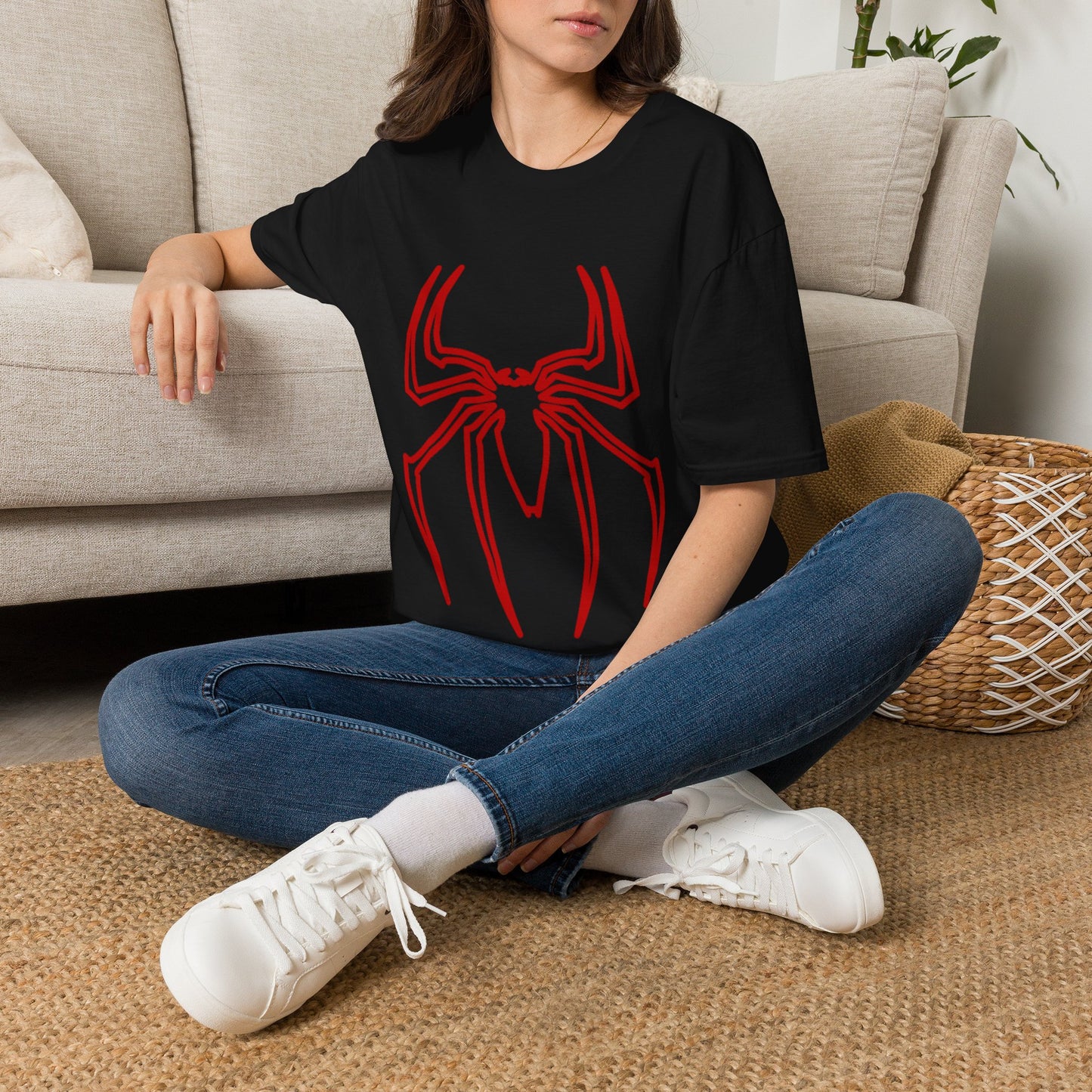 Spider Emblem T-Shirt — Red Minimal Spider Logo Tee