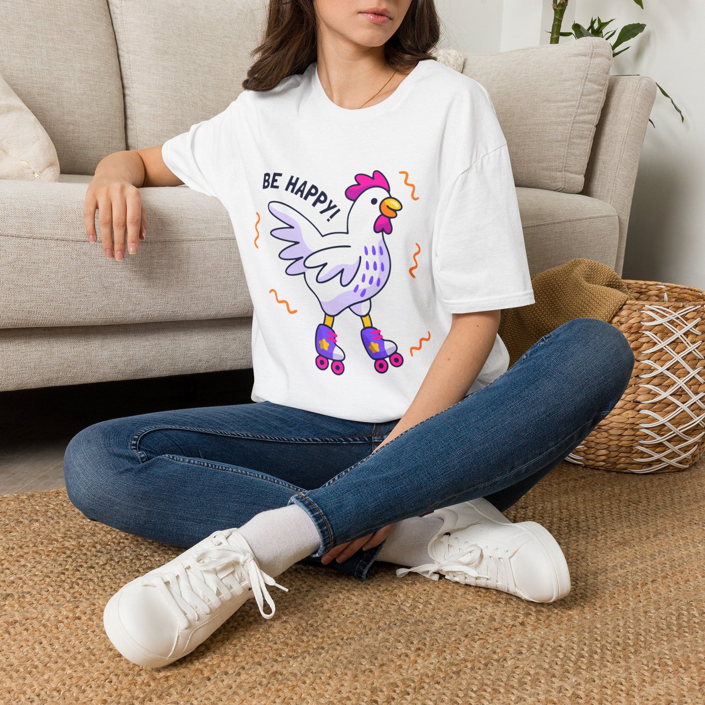Be Happy Roller Chicken T-Shirt