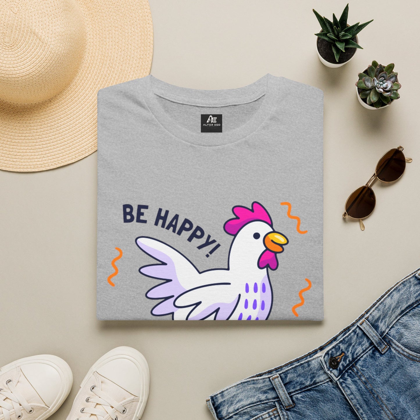 Be Happy Roller Chicken T-Shirt