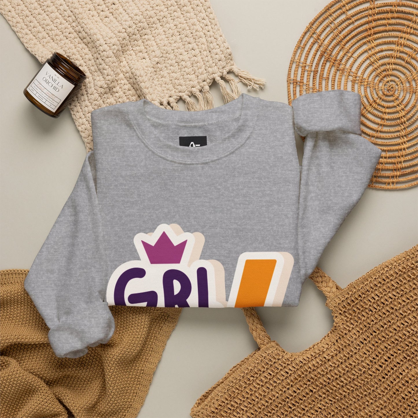 GRL PWR Crewneck Sweatshirt – Girls Power Lightning Bolt Graphic
