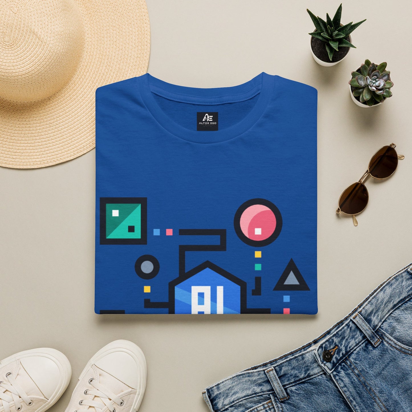 AI Circuit Graphic T-Shirt — Colorful Geometric Tech Design