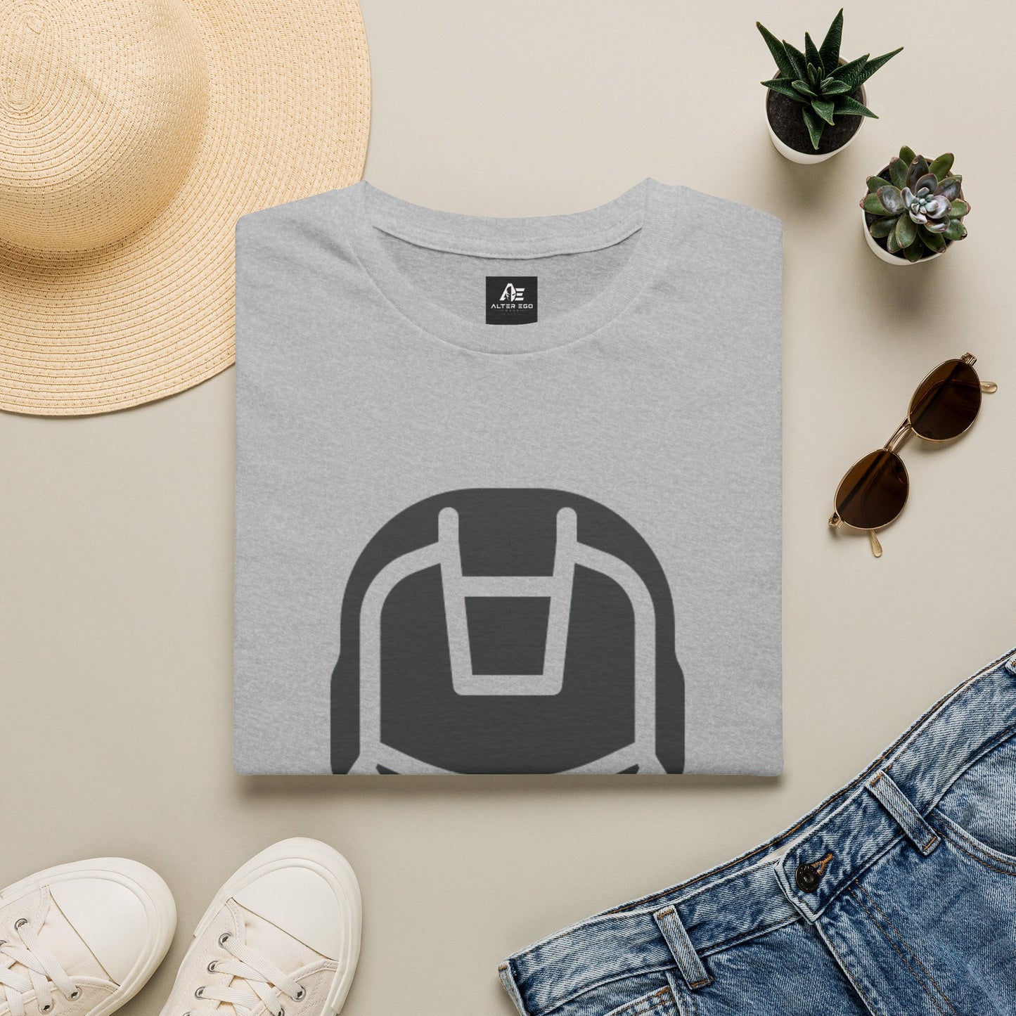 Iron Helmet Graphic T-Shirt — Minimalist Superhero Helmet Design