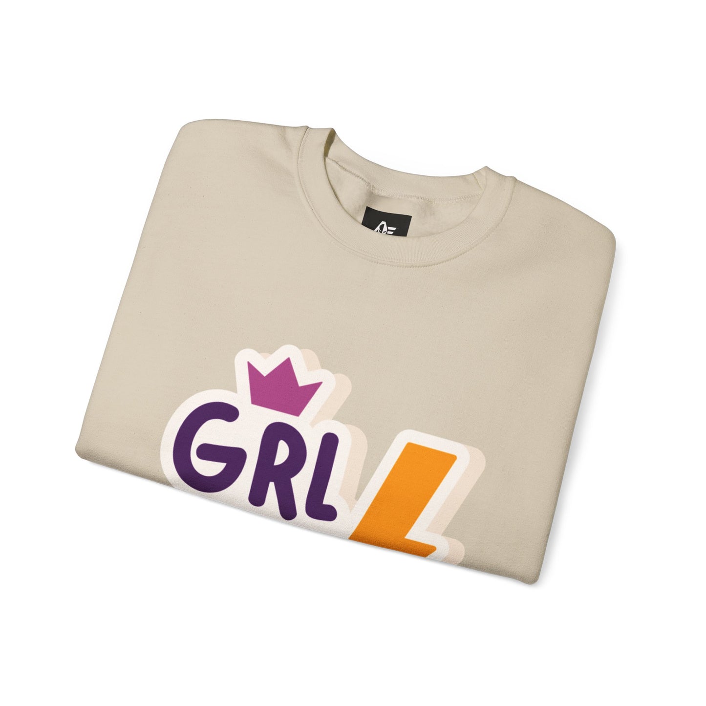 GRL PWR Crewneck Sweatshirt – Girls Power Lightning Bolt Graphic