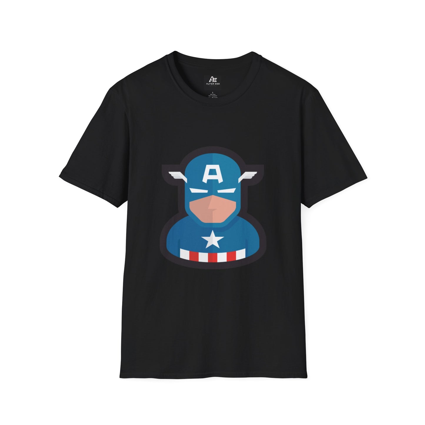 Captain Mask Graphic T-Shirt — Retro Patriotic Superhero Tee