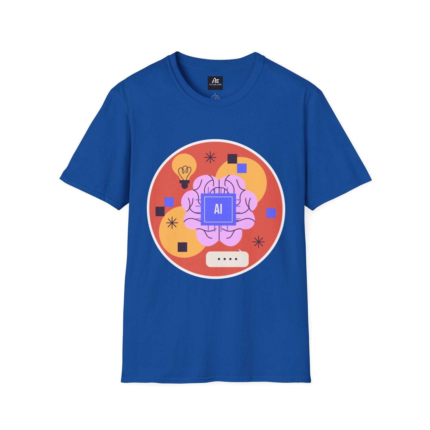 AI Brain Graphic T-Shirt — Techy Innovation Tee with Lightbulb Design