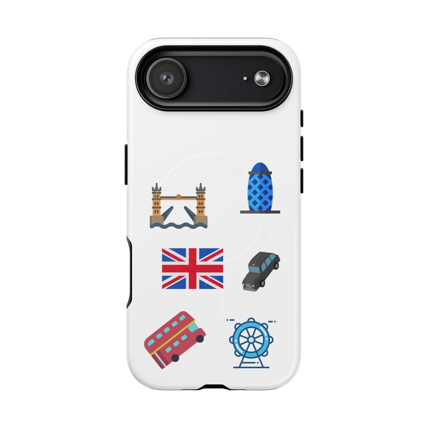 London Icons Tough Magnetic Phone Case — Union Jack, Tower Bridge & Double-Decker Design