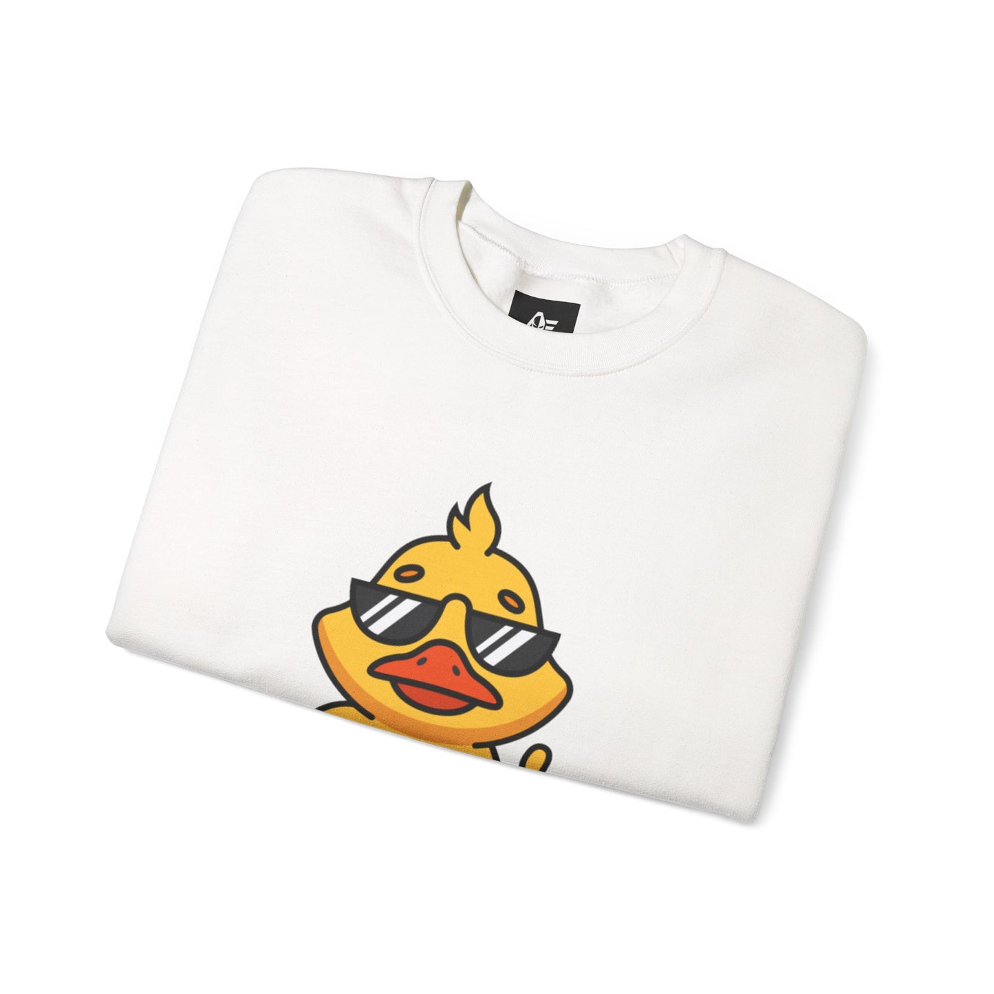 Crewneck Sweatshirt — Cool Sunglasses Duck Graphic, Cute Thumbs-Up Cartoon Pullover