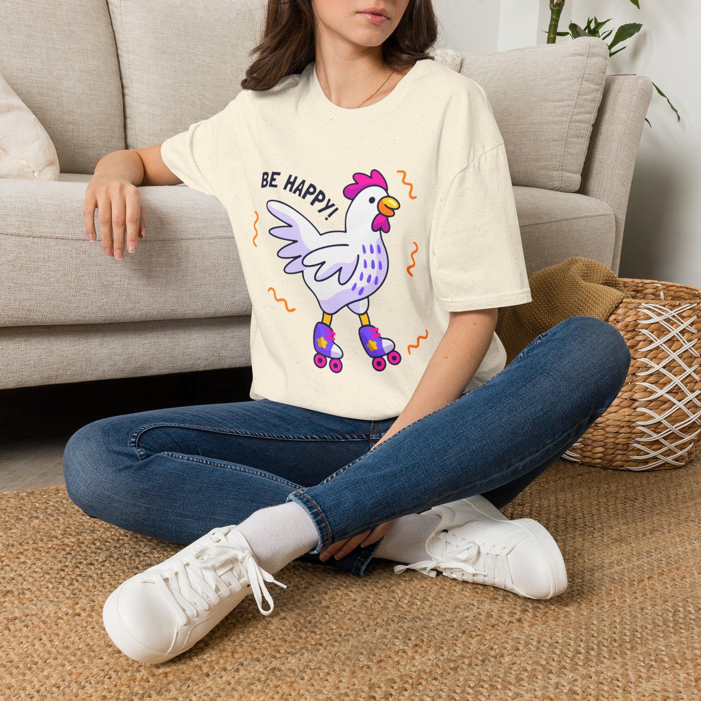Be Happy Roller Chicken T-Shirt