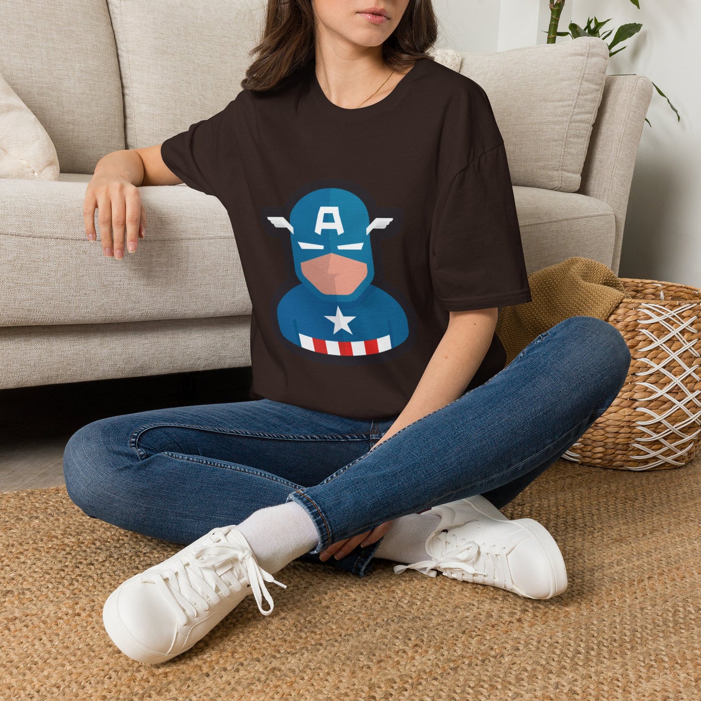 Captain Mask Graphic T-Shirt — Retro Patriotic Superhero Tee