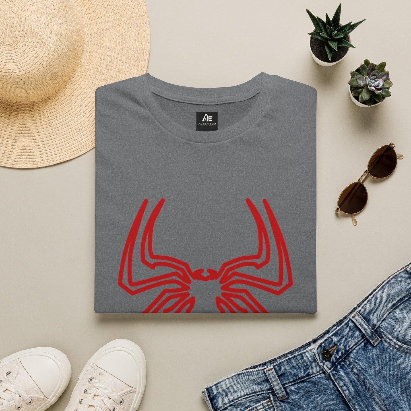 Spider Emblem T-Shirt — Red Minimal Spider Logo Tee