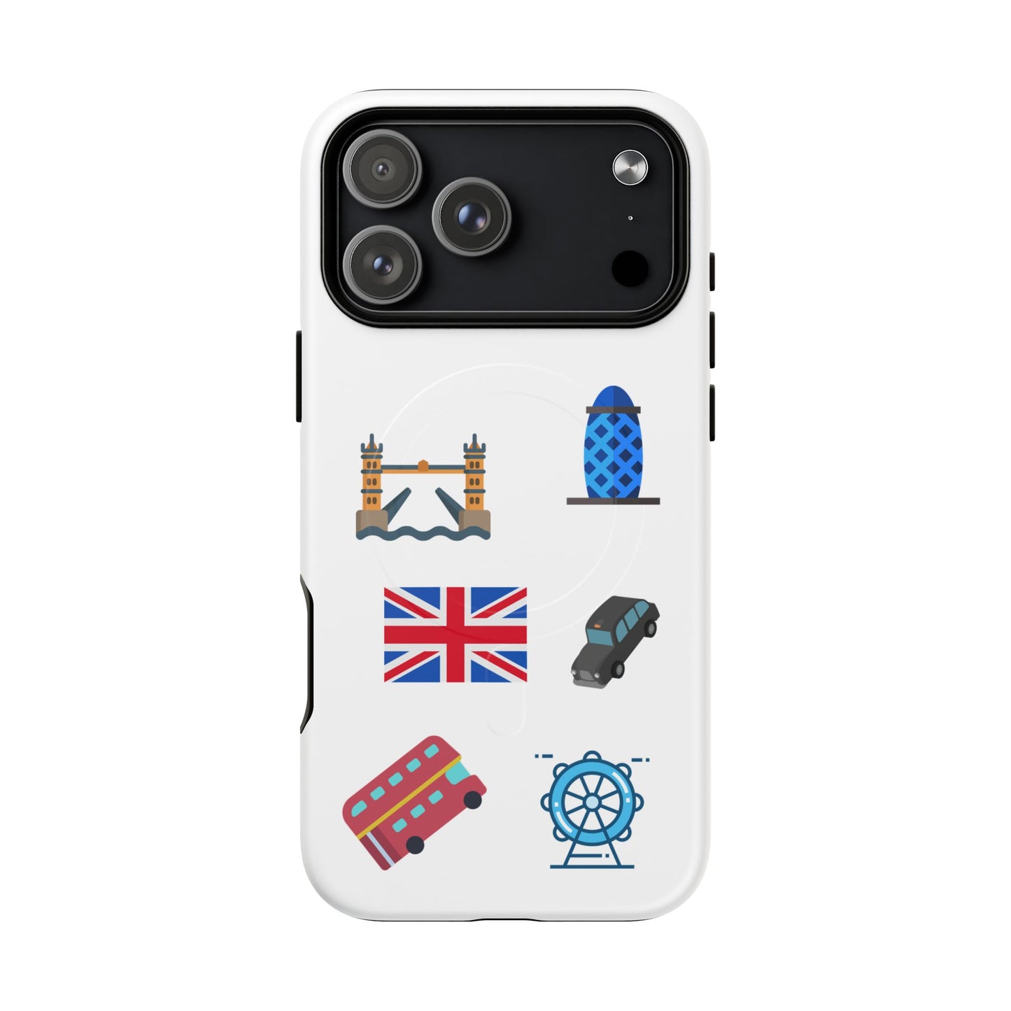 London Icons Tough Magnetic Phone Case — Union Jack, Tower Bridge & Double-Decker Design