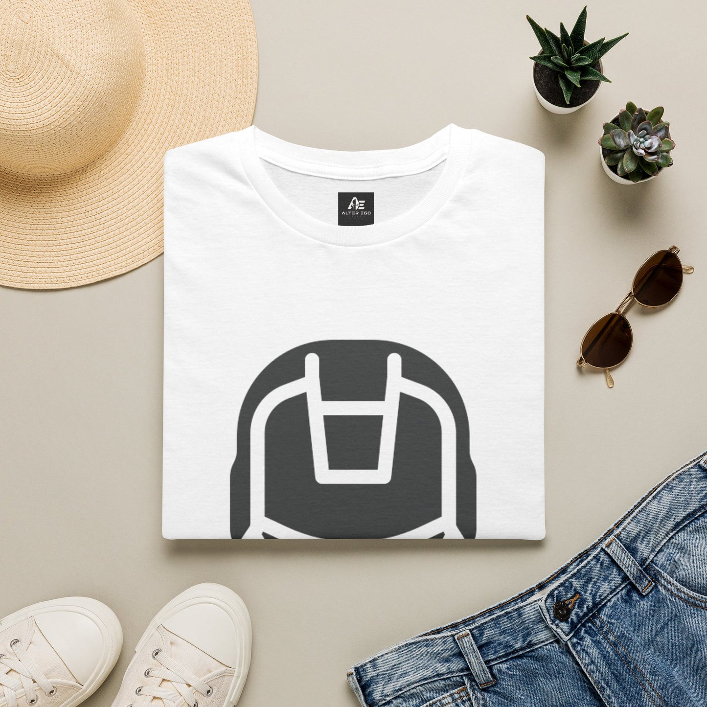 Iron Helmet Graphic T-Shirt — Minimalist Superhero Helmet Design