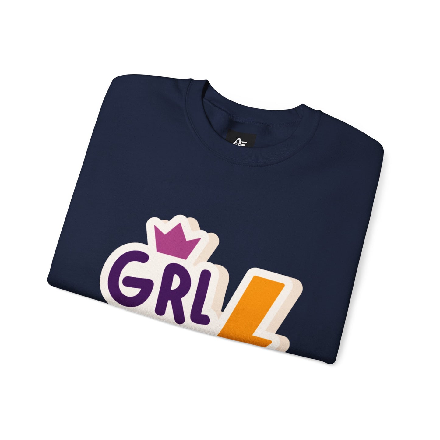 GRL PWR Crewneck Sweatshirt – Girls Power Lightning Bolt Graphic