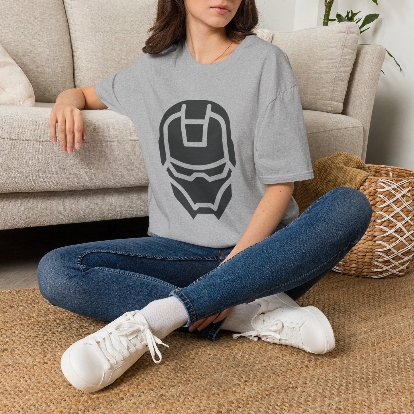 Iron Helmet Graphic T-Shirt — Minimalist Superhero Helmet Design