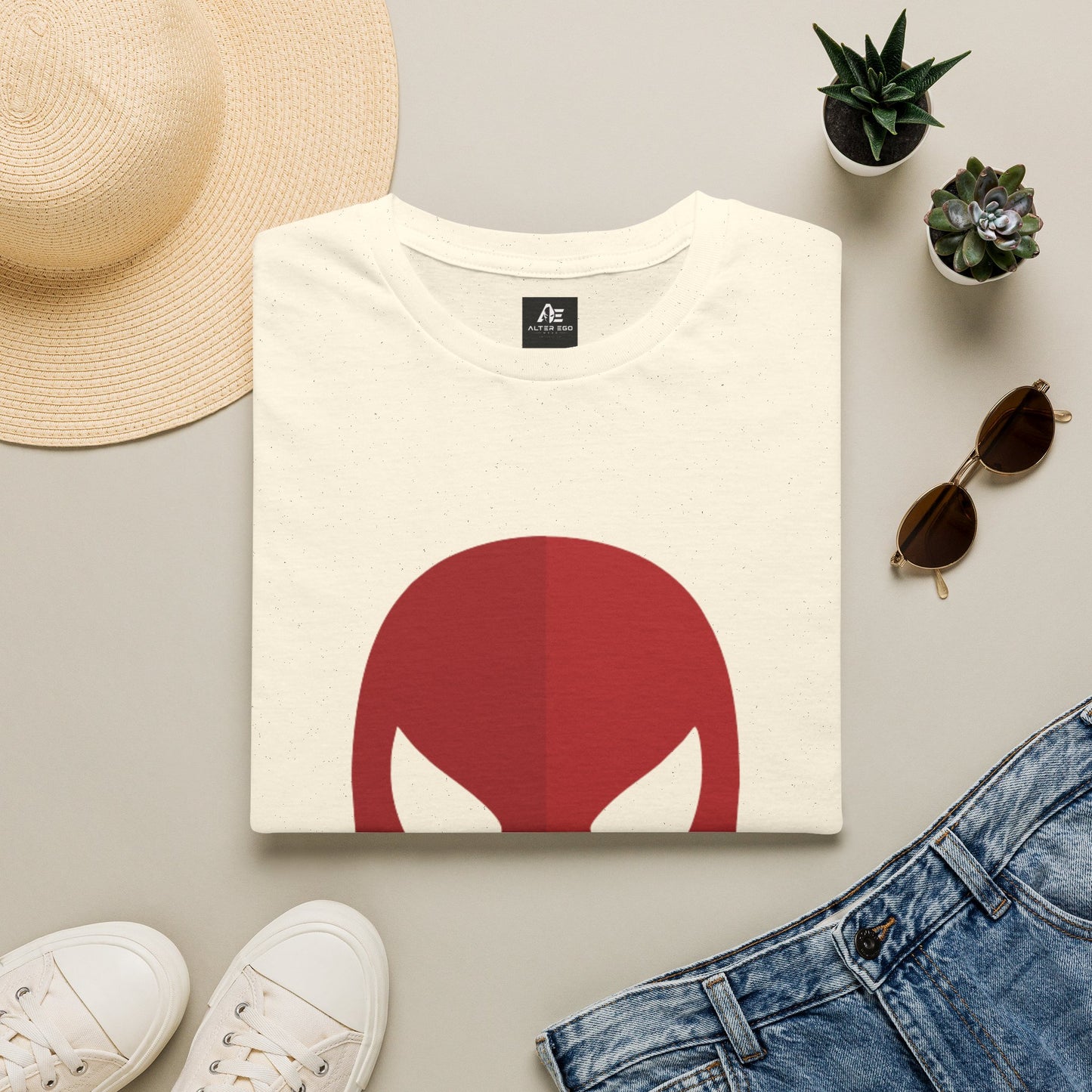 Spider Mask T-Shirt — Minimal Red Superhero Tee
