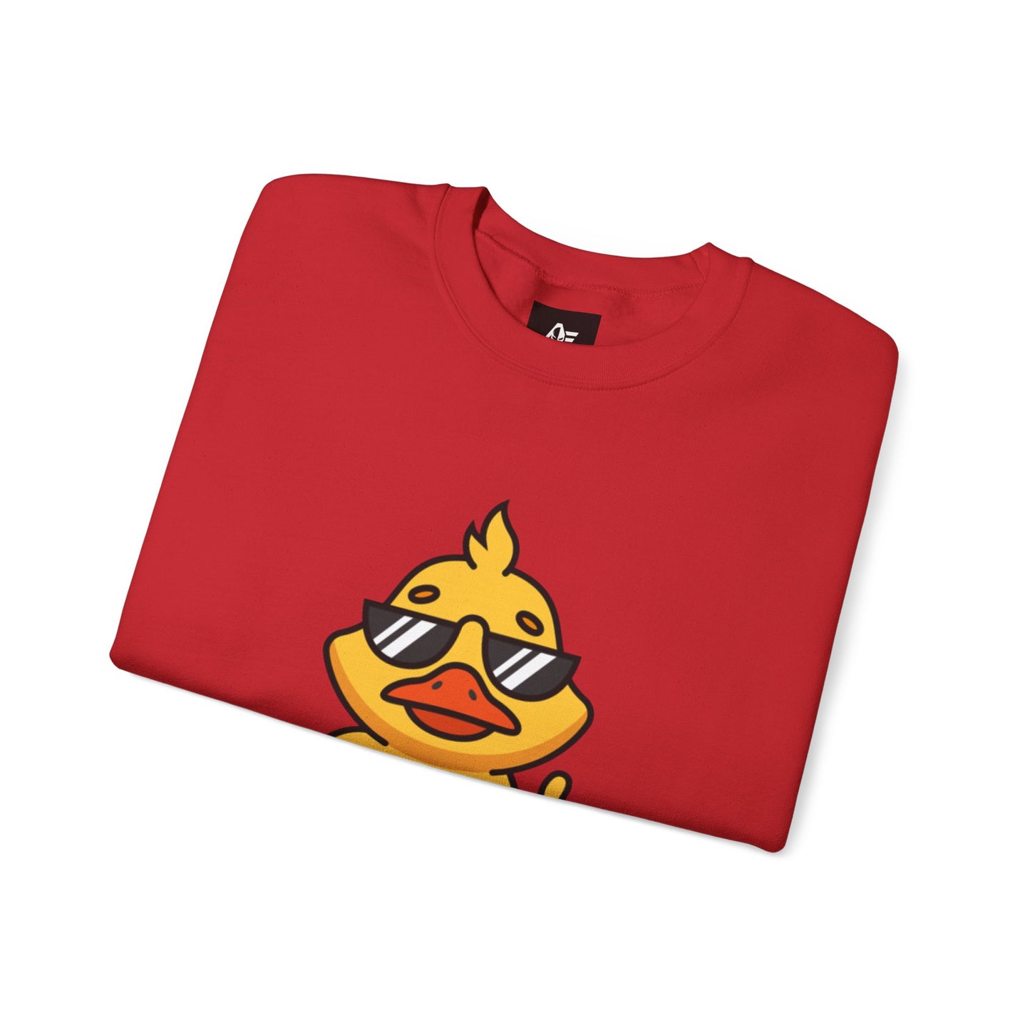 Crewneck Sweatshirt — Cool Sunglasses Duck Graphic, Cute Thumbs-Up Cartoon Pullover