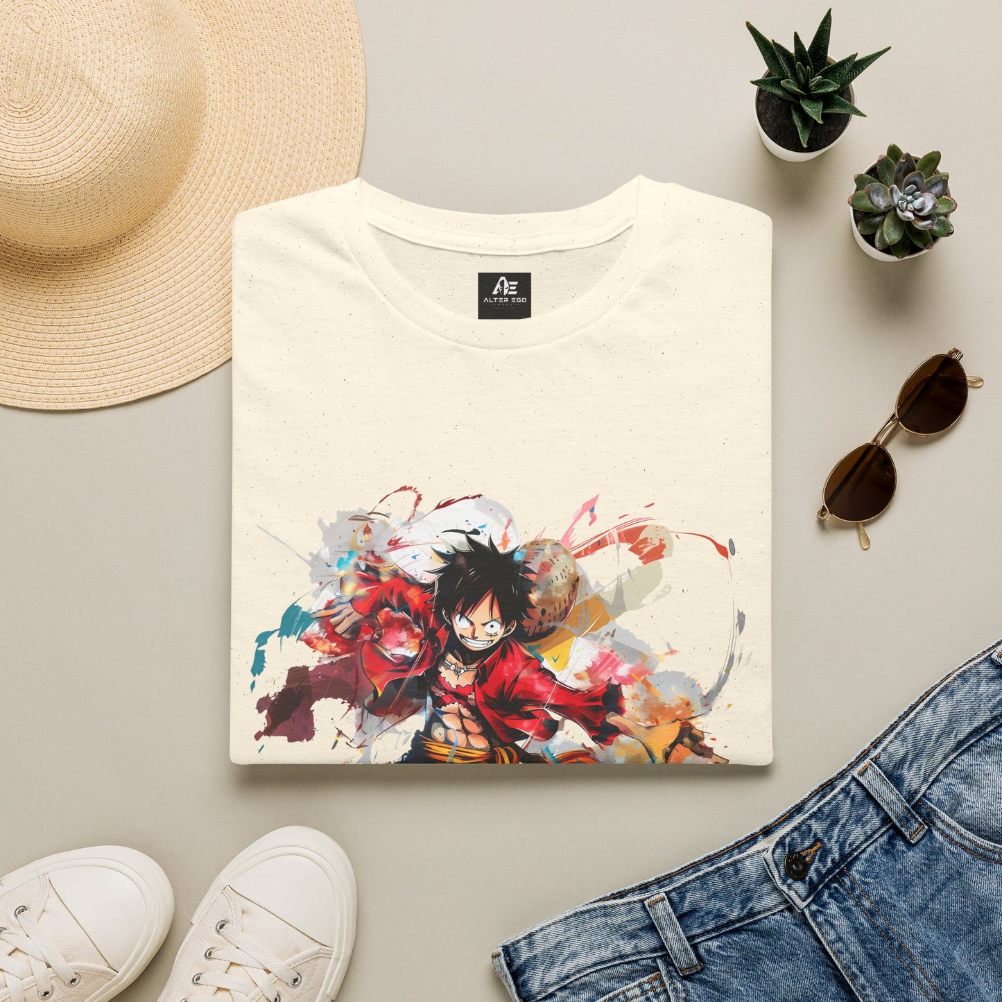Anime Graphic Unisex T-Shirt — Dynamic Fighter Watercolor Design