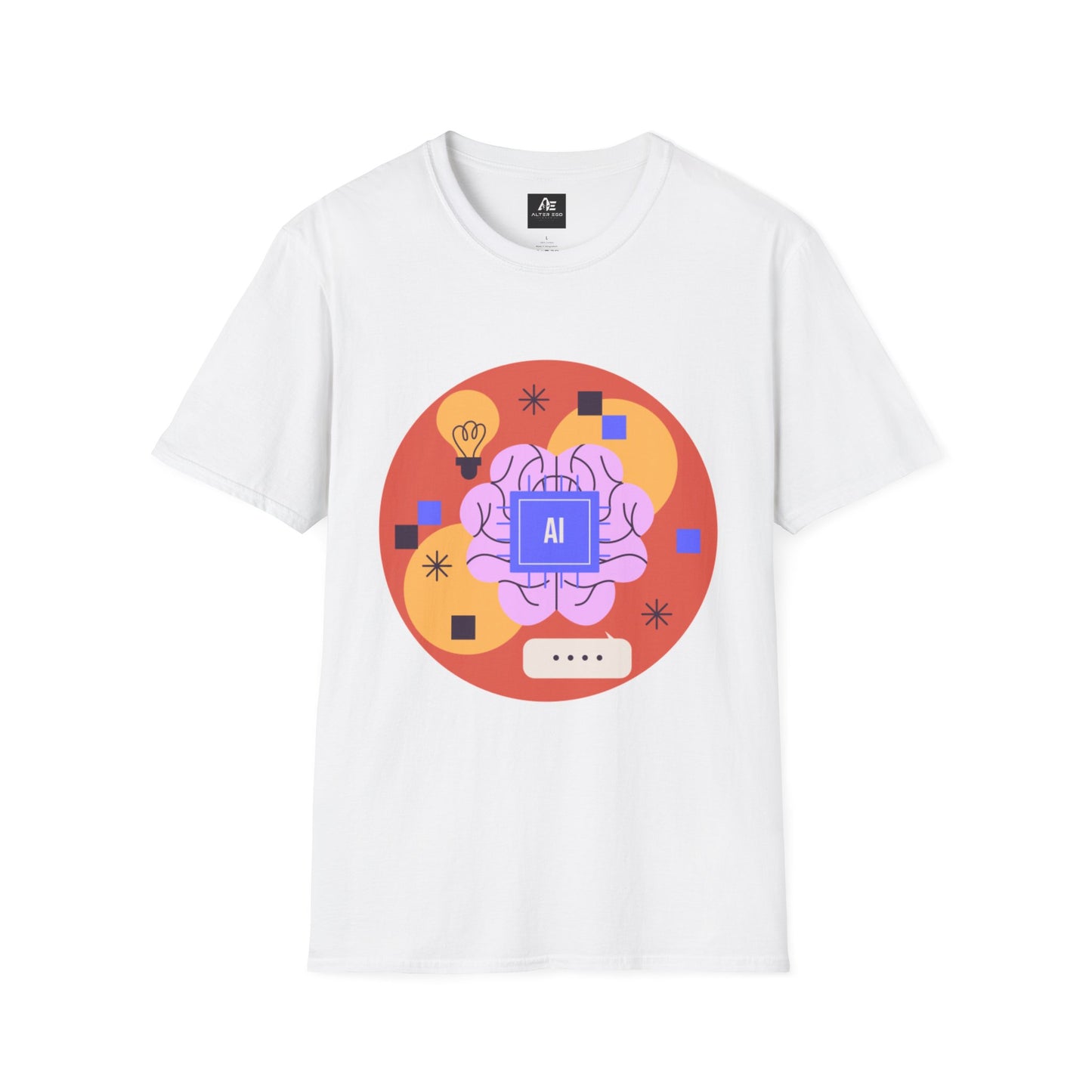 AI Brain Graphic T-Shirt — Techy Innovation Tee with Lightbulb Design