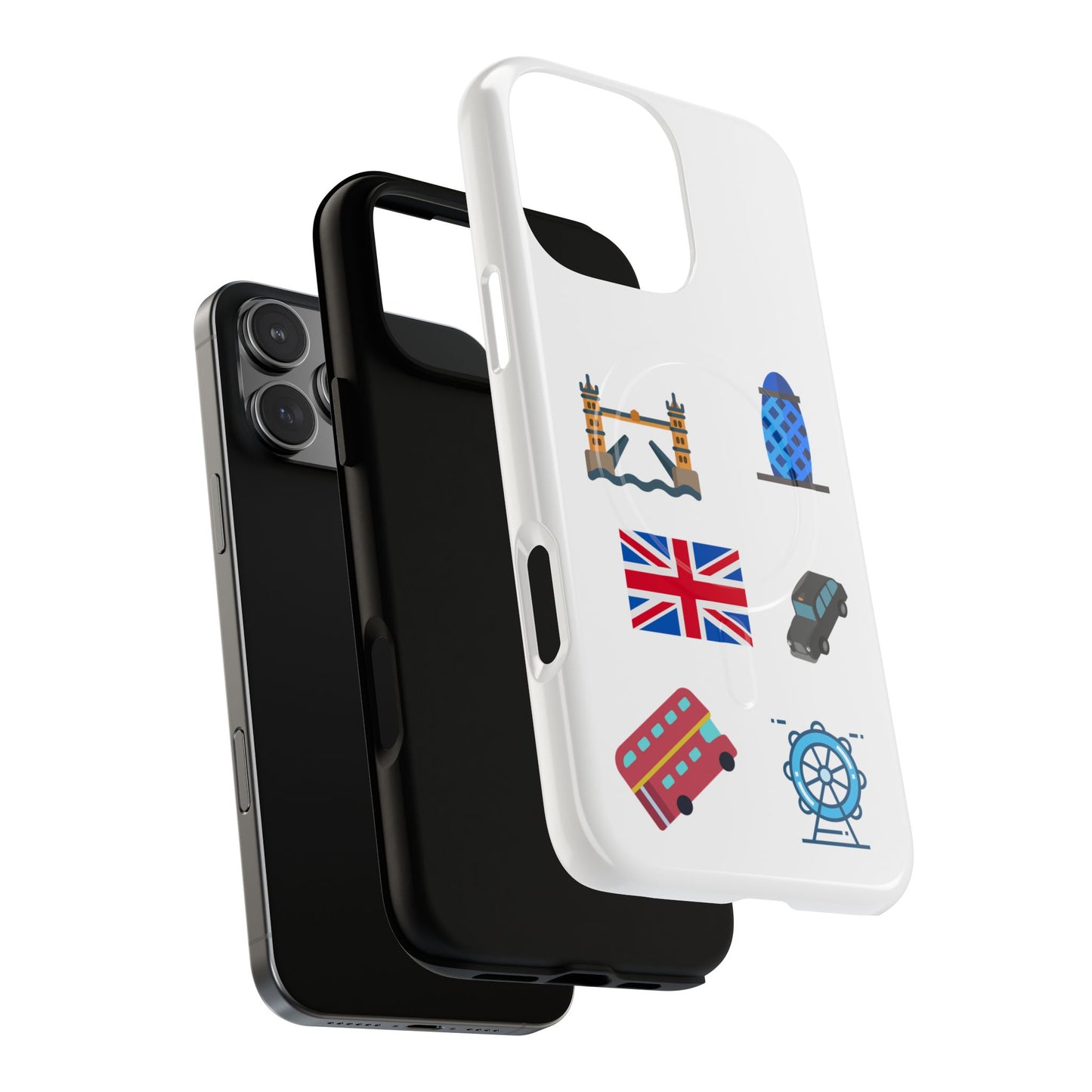 London Icons Tough Magnetic Phone Case — Union Jack, Tower Bridge & Double-Decker Design