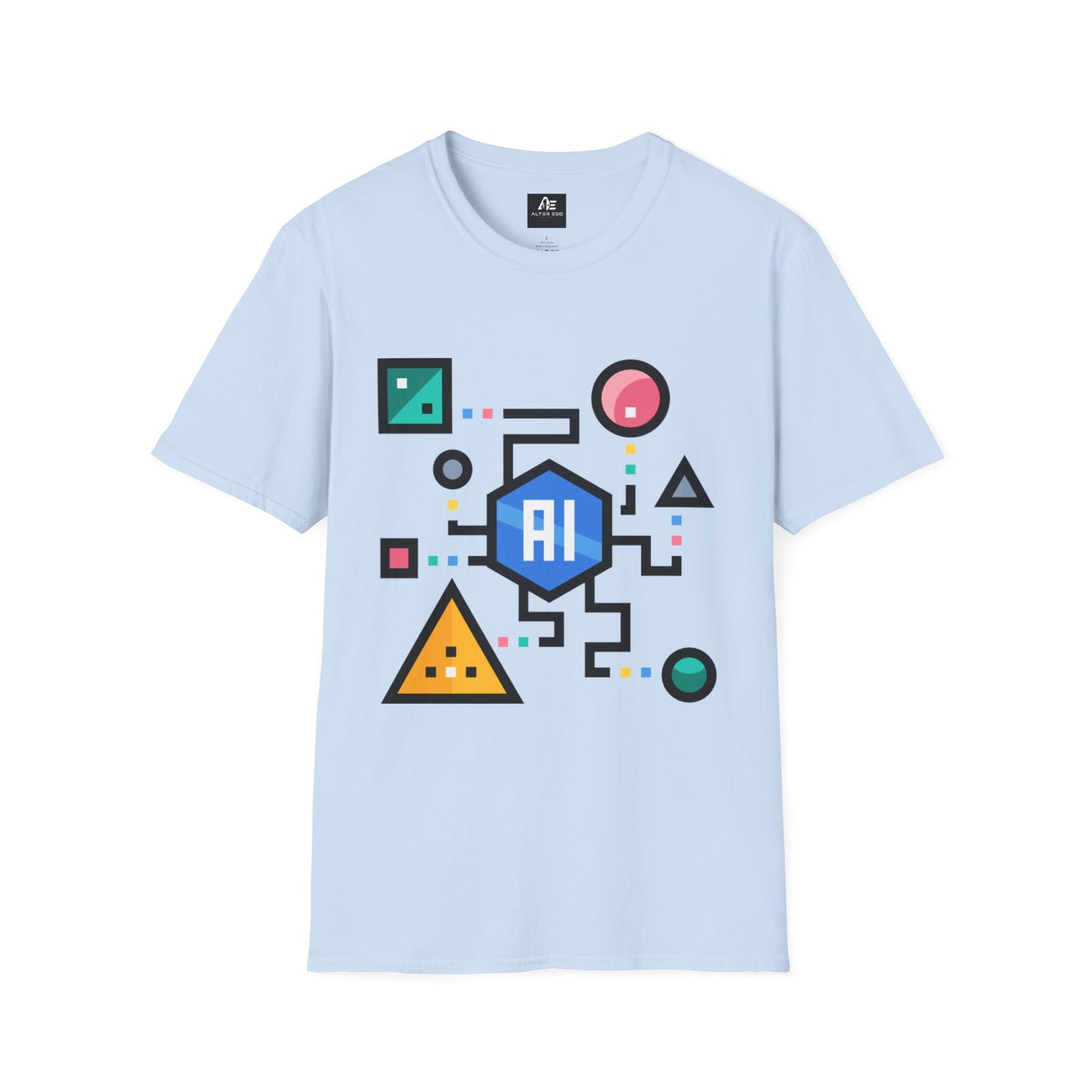 AI Circuit Graphic T-Shirt — Colorful Geometric Tech Design